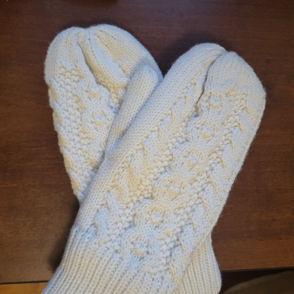 Women's Winter White Soft Knit Mittens Canadian
